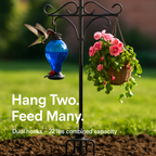 2 Packs 91in Heavy Duty Double Shepherds Hook Bird Feeder Pole Garden Hanging Holder with 5 Adjustable Height 5 Prong Base for Bird Feeder Garden Plan