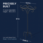 2 Packs 91in Heavy Duty Double Shepherds Hook Bird Feeder Pole Garden Hanging Holder with 5 Adjustable Height 5 Prong Base for Bird Feeder Garden Plan